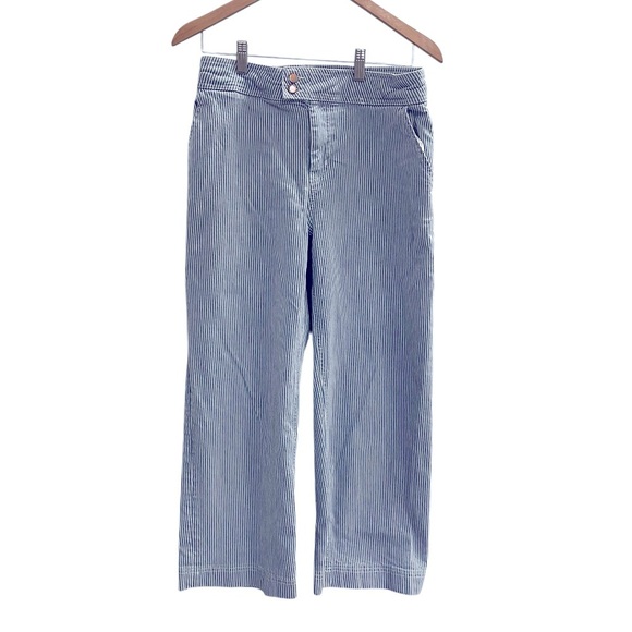 Boden Women's Blue Pinstripe Cropped Jeans Size 8 Long - Picture 1 of 7